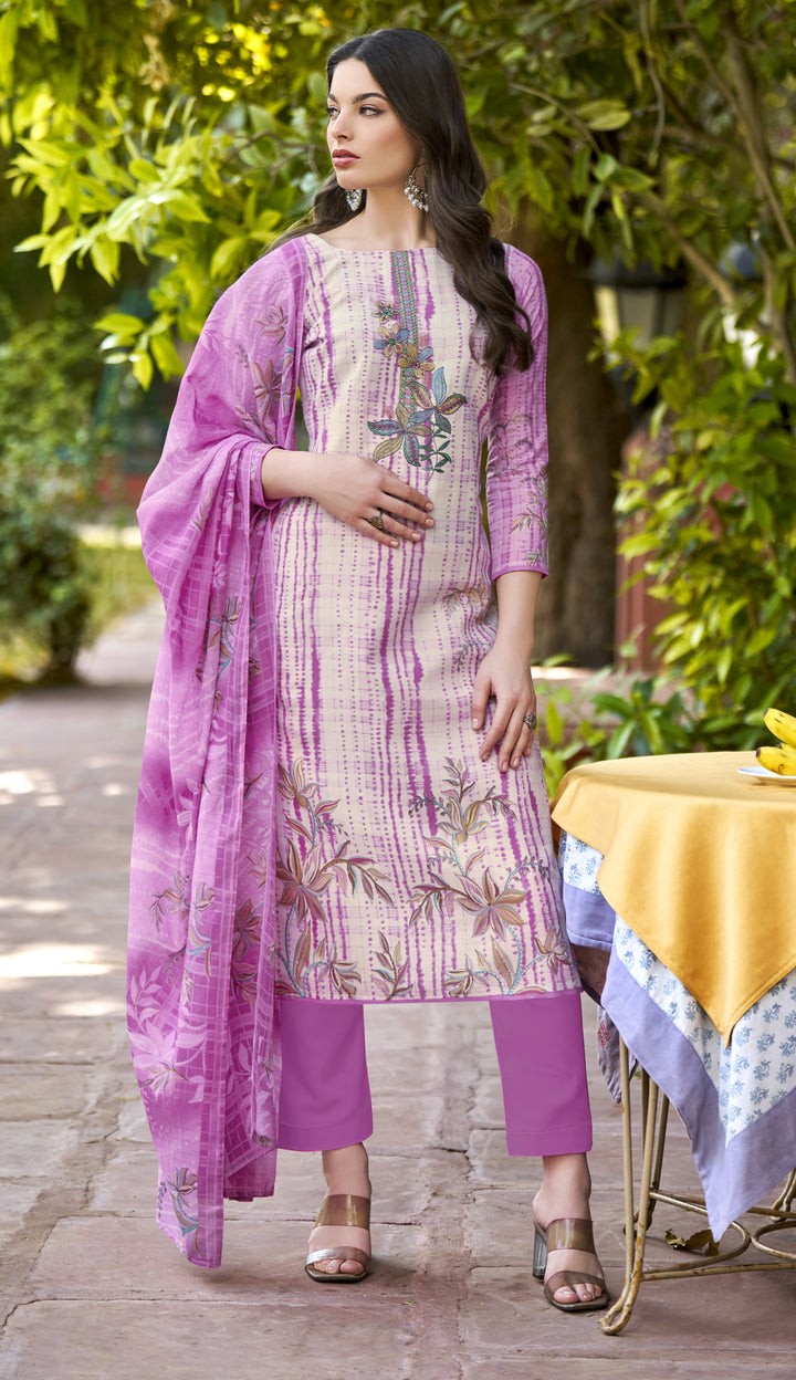 Ladyline Women's Pure Cotton Salwar Kameez Suit Set – Ethnic Style Printed & Embroidered - Cotton Mal Dupatta – Ready to Wear Indian Ethnic Outfit