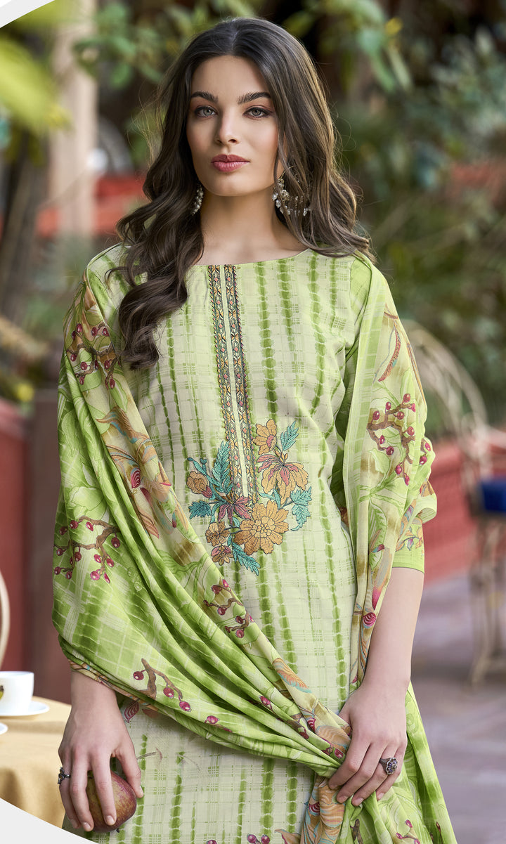 Ladyline Women's Pure Cotton Salwar Kameez Suit Set – Ethnic Style Printed & Embroidered - Cotton Mal Dupatta – Ready to Wear Indian Ethnic Outfit