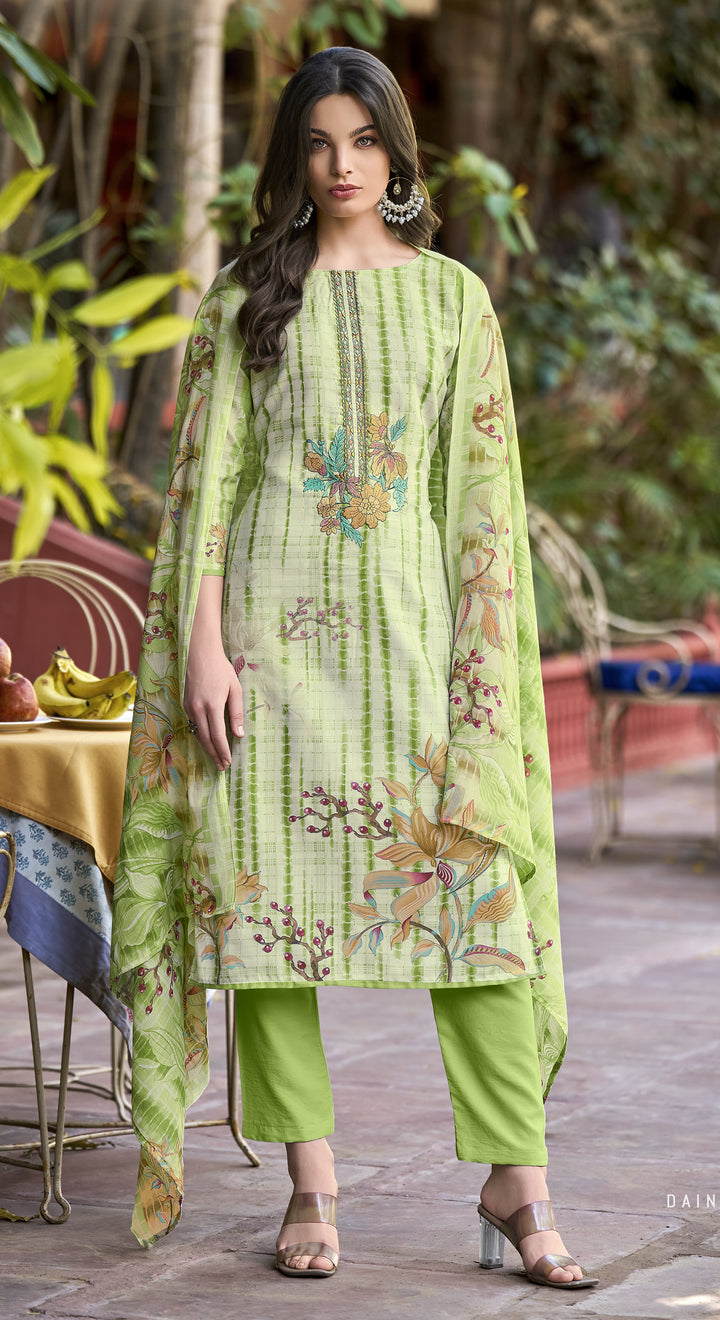 Ladyline Women's Pure Cotton Salwar Kameez Suit Set – Ethnic Style Printed & Embroidered - Cotton Mal Dupatta – Ready to Wear Indian Ethnic Outfit