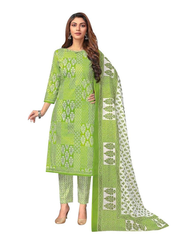 Ladyline Jaipur Cotton Ethnic Printed Salwar Kameez Suit with Cotton Dupatta and Pants