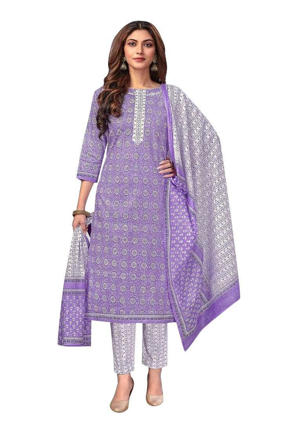 Ladyline Jaipur Cotton Ethnic Printed Salwar Kameez Suit with Cotton Dupatta and Pants