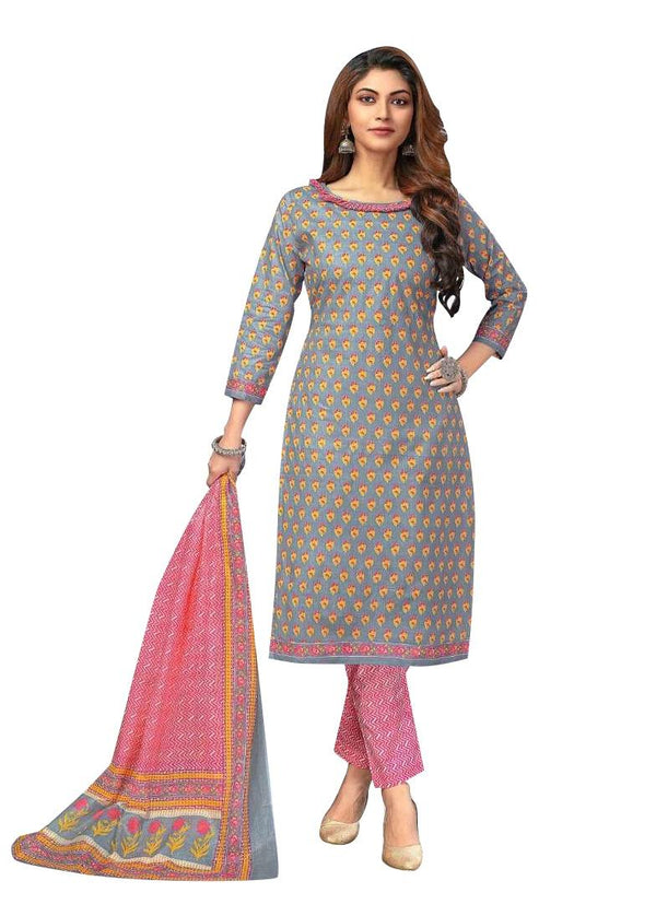 Ladyline Jaipur Cotton Ethnic Printed Salwar Kameez Suit with Cotton Dupatta and Pants