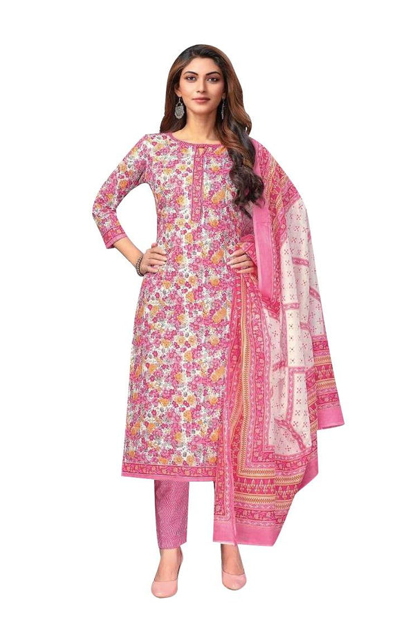 Ladyline Jaipur Cotton Ethnic Printed Salwar Kameez Suit with Cotton Dupatta and Pants