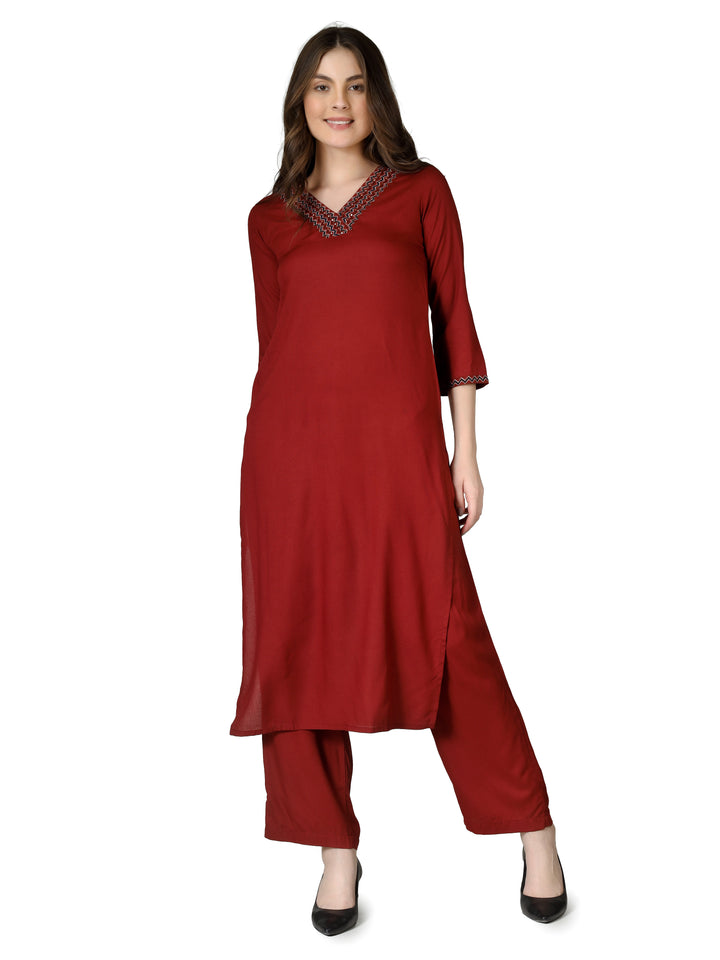Ladyline Women's 3 Piece Ethnic Set - Rayon Embroidered Kurta, Flared Palazzo Pants & Printed Mal Dupatta | Elegant Salwar Kameez