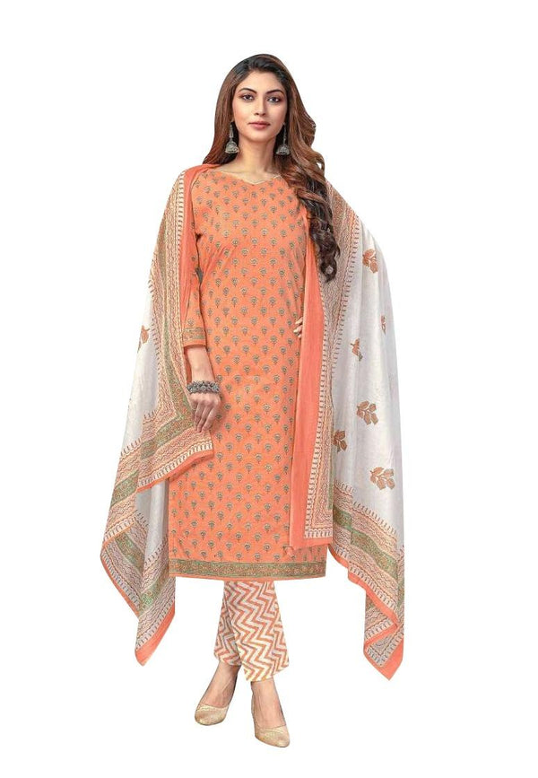 Ladyline Jaipur Cotton Ethnic Printed Salwar Kameez Suit with Cotton Dupatta and Pants