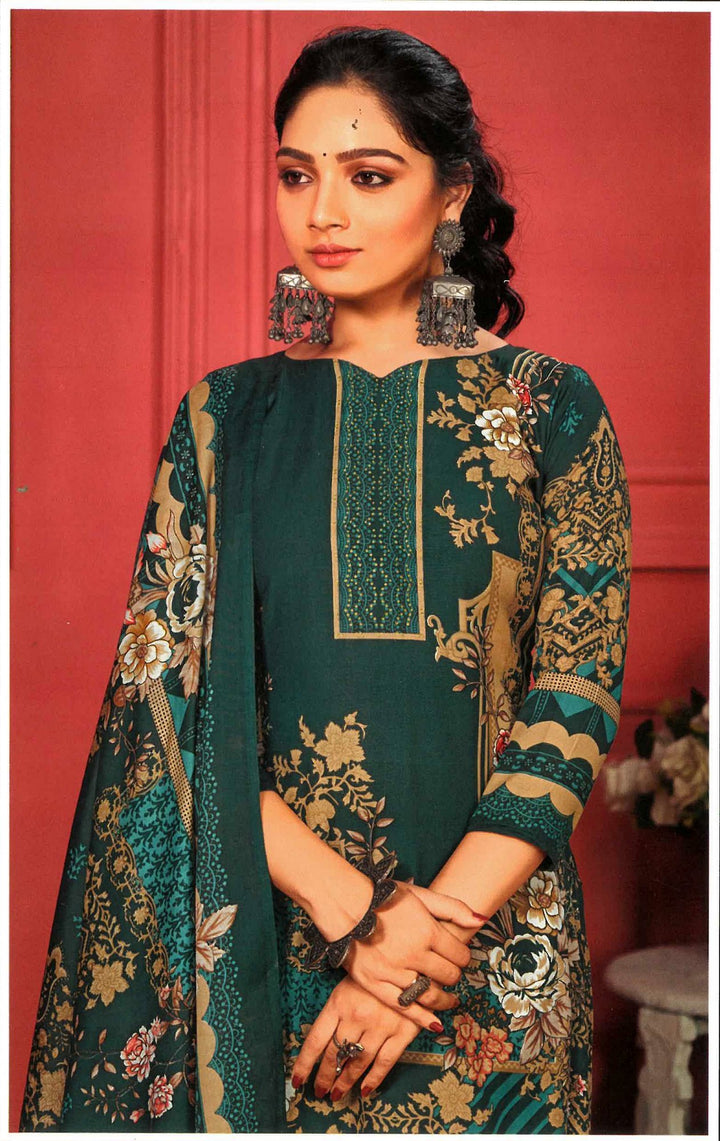 Ladyline Casual Womens Cotton Salwar Kameez with Digital Prints and Saroski | Pants and Cotton Dupatta