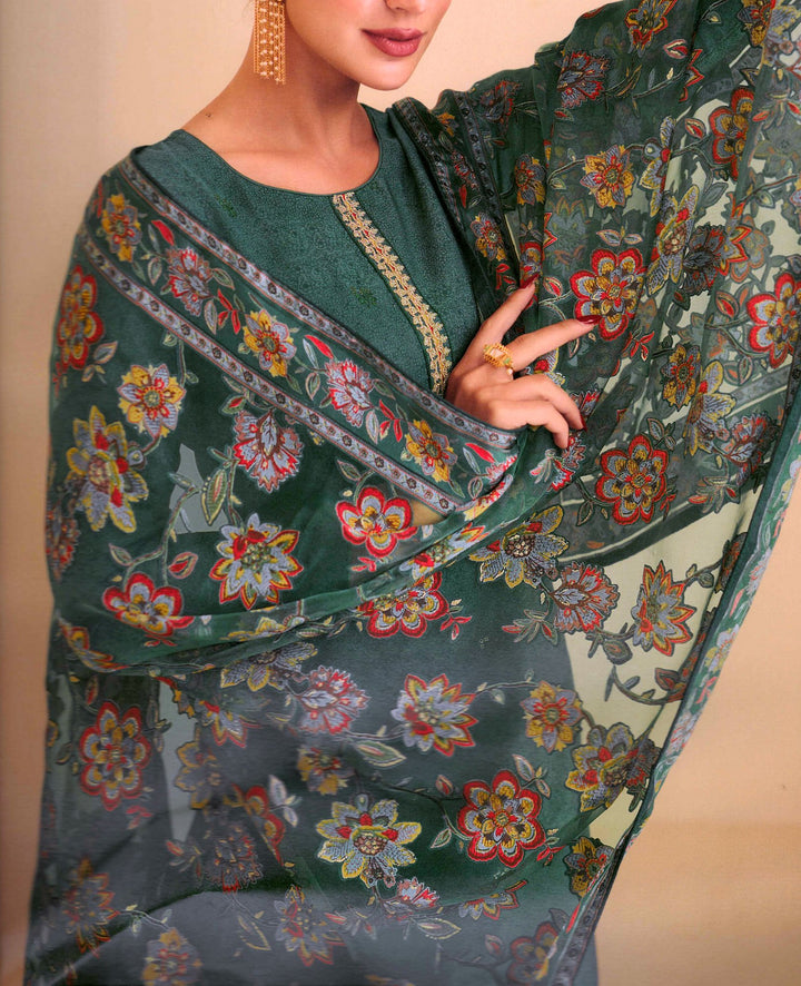 Ladyline Formal Plain Silk Zari Embroidered Sequins Salwar Kameez with Braso Weaving Dupatta (SESK KAAD1999)