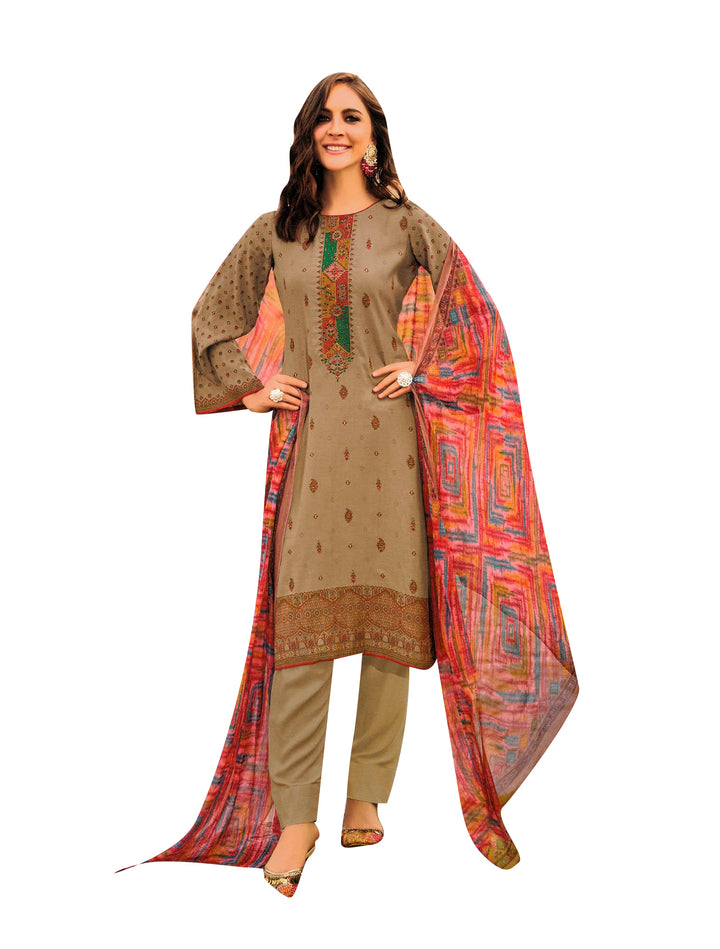 Ladyline Viscose Embroidered Salwar Kameez Suit with Chinon Silk Dupatta Indian Pakistani Dress