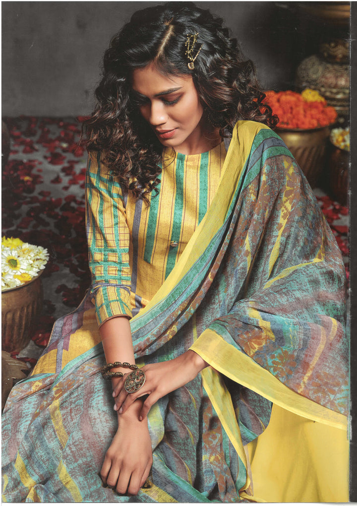 Ladyline Cotton Lawn Printed Salwar Kameez for Women | Palazzo Pants with Chiffon Dupatta