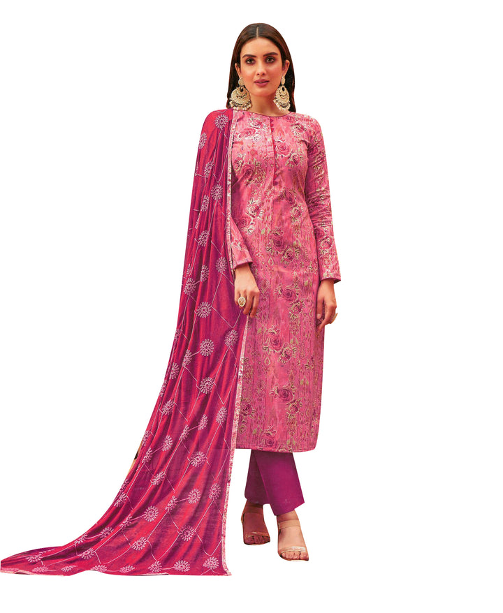 Ladyline Casual Cotton Fancy Printed Salwar Kameez Suit with Embroidered Chiffon Dupatta