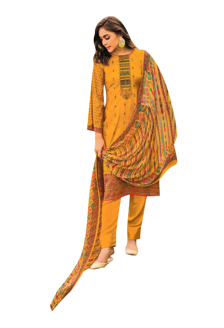 Ladyline Viscose Embroidered Salwar Kameez Suit with Chinon Silk Dupatta Indian Pakistani Dress