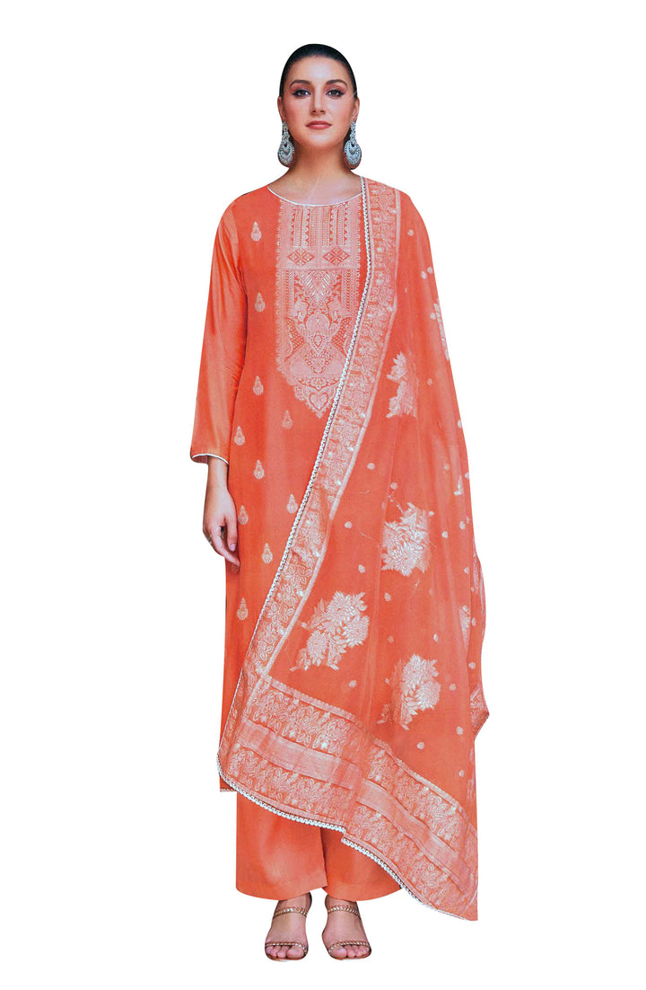 Ladyline Formal Womens Jacquard Crepe Silk Salwar Kameez | Heavy Weaving Dupatta and Pants