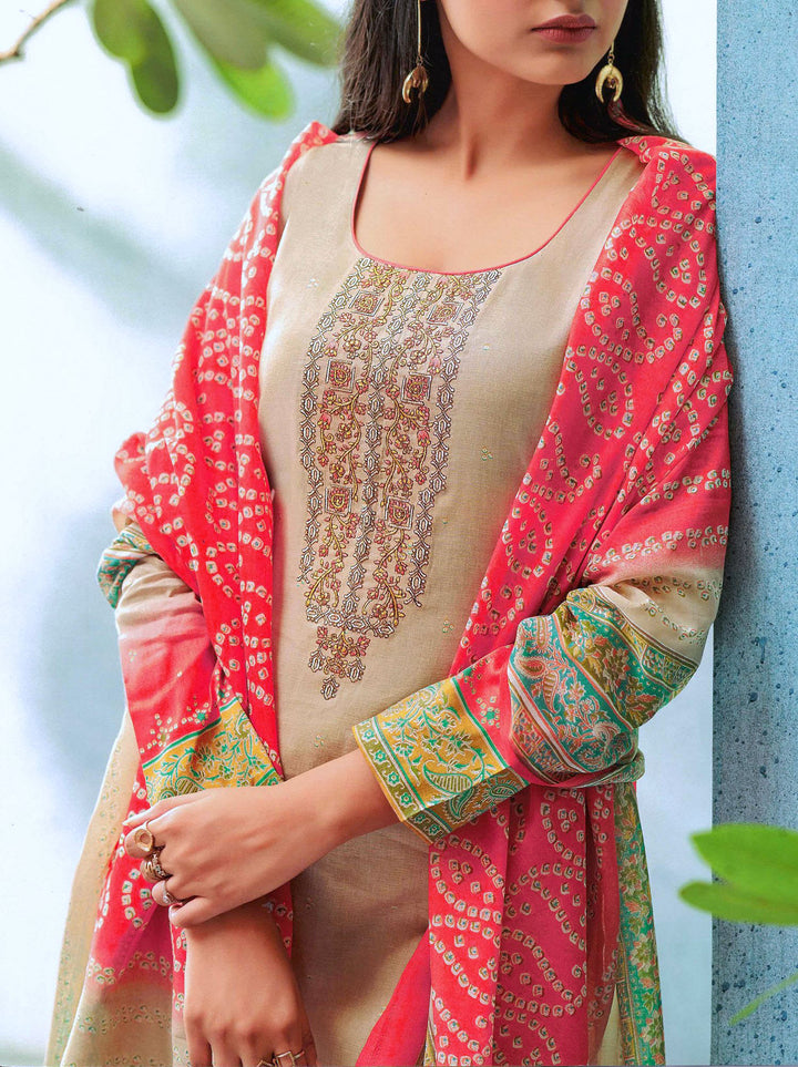 Ladyline Elegant Cotton Printed Embroidered Salwar Kameez for Womens
