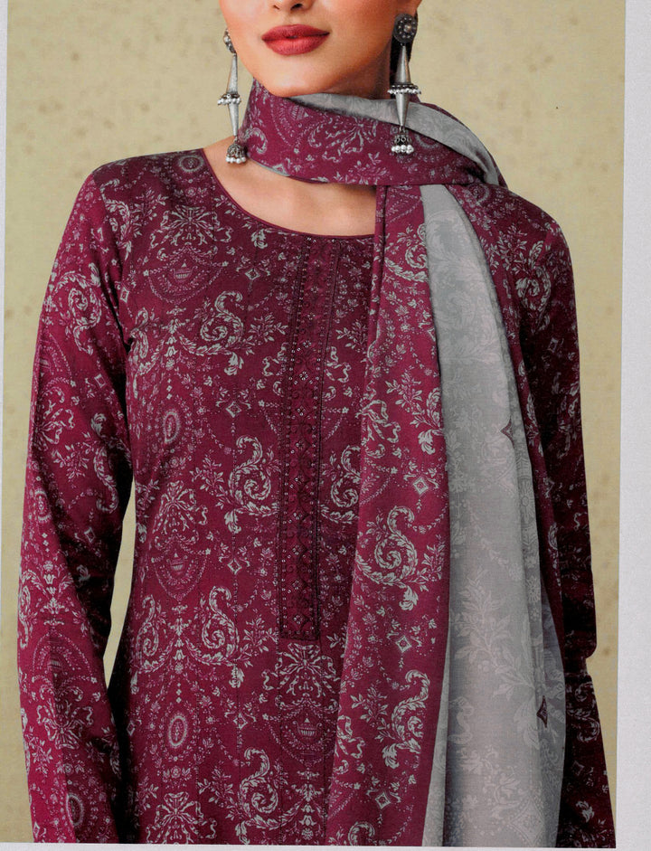 Ladyline Rich Cotton Printed Sequins Salwar Kameez Suit with Cutwork Lace Cotton Dupatta (CPESK KANA1460)