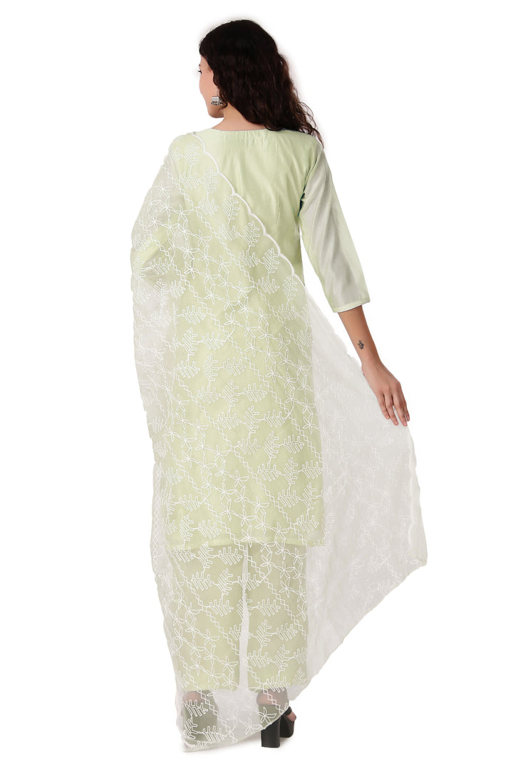 Ladyline Womens Plain Chanderi Silk Embroidered Salwar Kameez Suit Palazzo Pant Indian Pakistani Dress