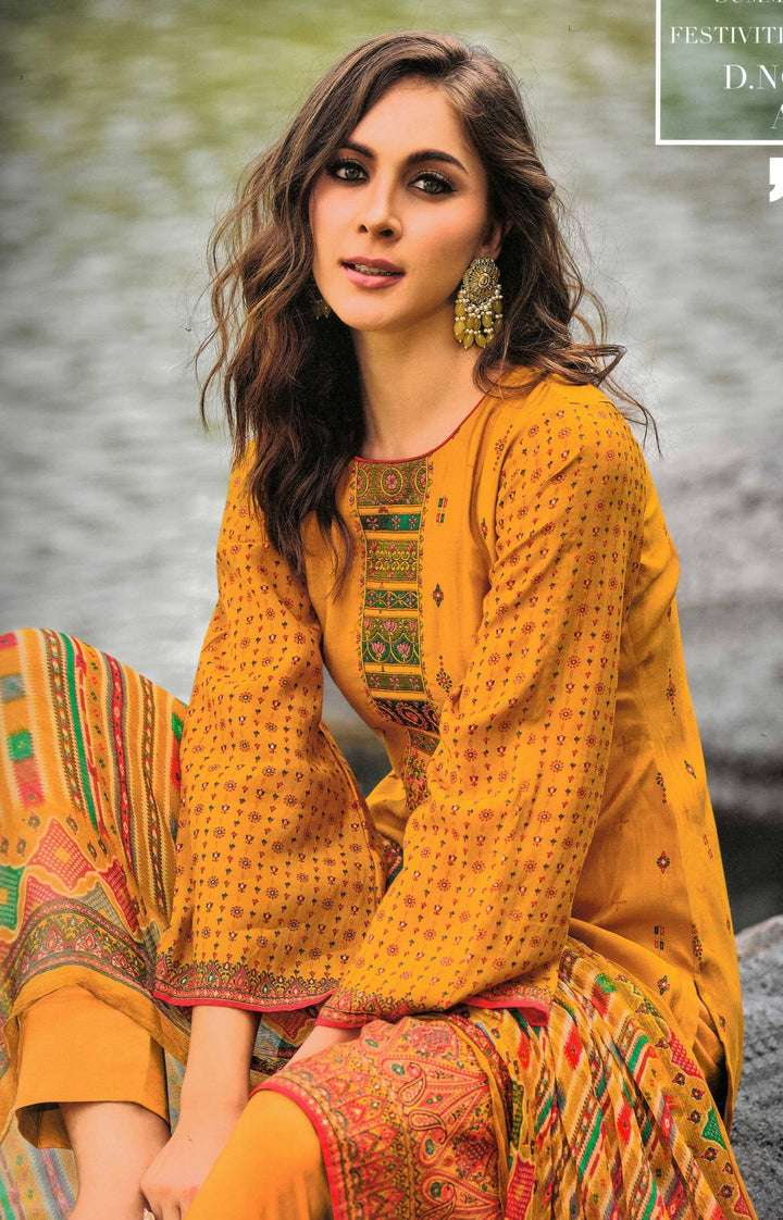 Ladyline Viscose Embroidered Salwar Kameez Suit with Chinon Silk Dupatta Indian Pakistani Dress