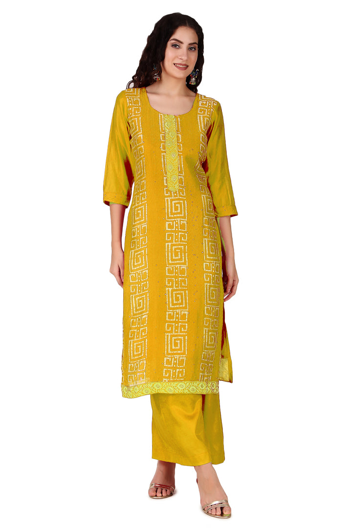 Ladyline Partywear Batik Printed Embroidered Silk Salwar Kameez Suit Palazzo Pant