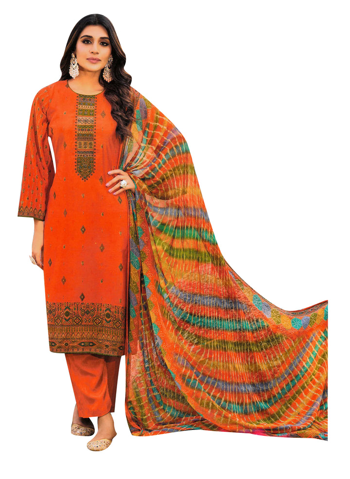 Ladyline Viscose Embroidered Salwar Kameez Suit with Chinon Silk Dupatta Indian Pakistani Dress