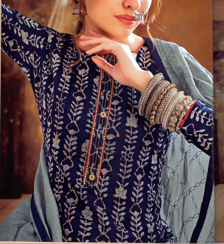 Ladyline Rayon Printed Salwar Kameez Suit with Palazzo Pant & Cotton Dupatta (HLIB1020)