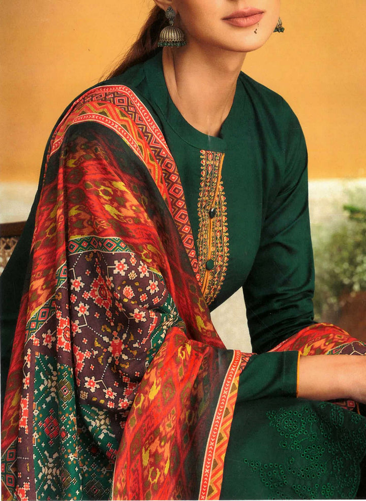 Ladyline Formal Cotton Chikan Cutwork Embroidered Salwar Kameez with Patola Printed Dupatta (MIKP1370)