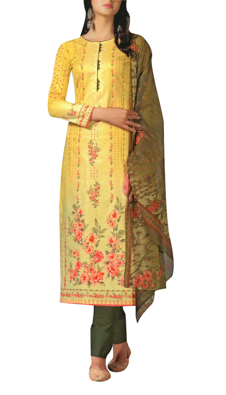 Ladyline Premium Cotton Printed Salwar Kameez Suit with Cotton Dupatta (SNAR820)