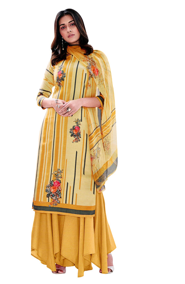 Ladyline Pure Cotton Designer Printed Salwar Kameez Suit with Sharara Style Pants