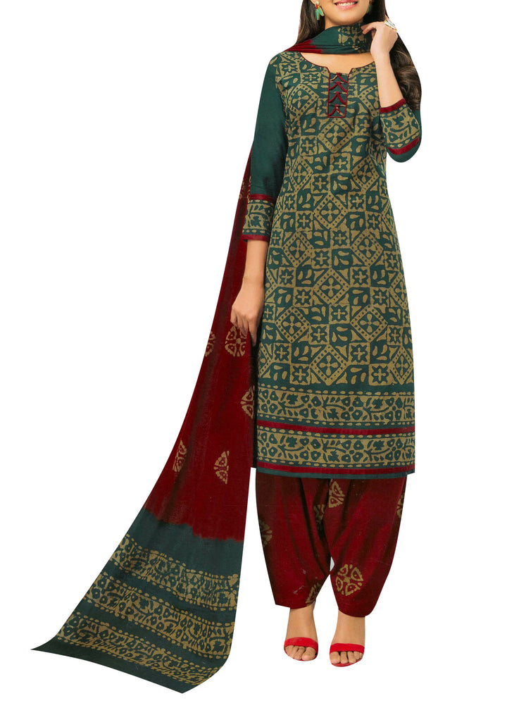 Ladyline Cotton Traditional Batik Printed Salwar Kameez Suit for Womens (BATI760)