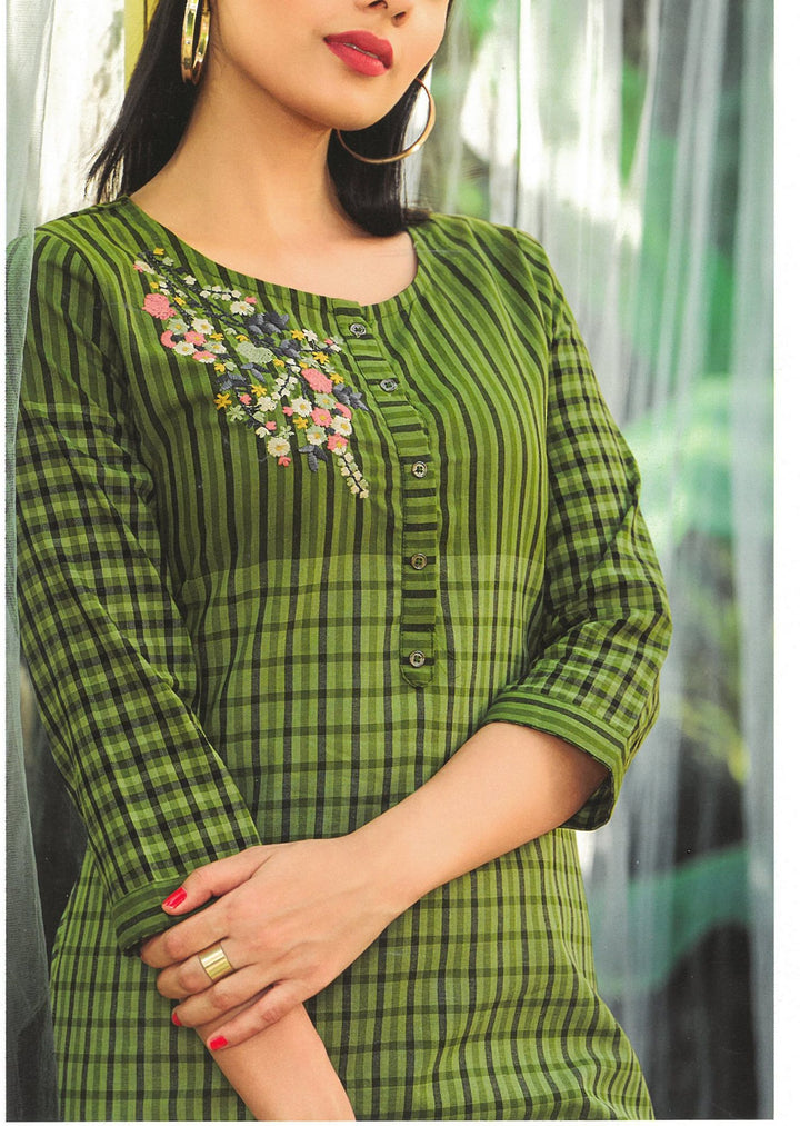 Ladyline Patterned Cotton Embroidered Kurti for Women Kurta Tunic Dress Top