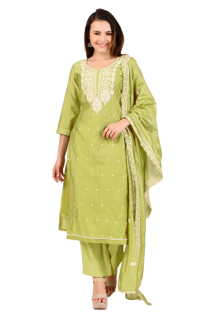 Ladyline Silk Embroidered Salwar Kameez Partywear Indian Pakistani Dress Cutwork Dupatta