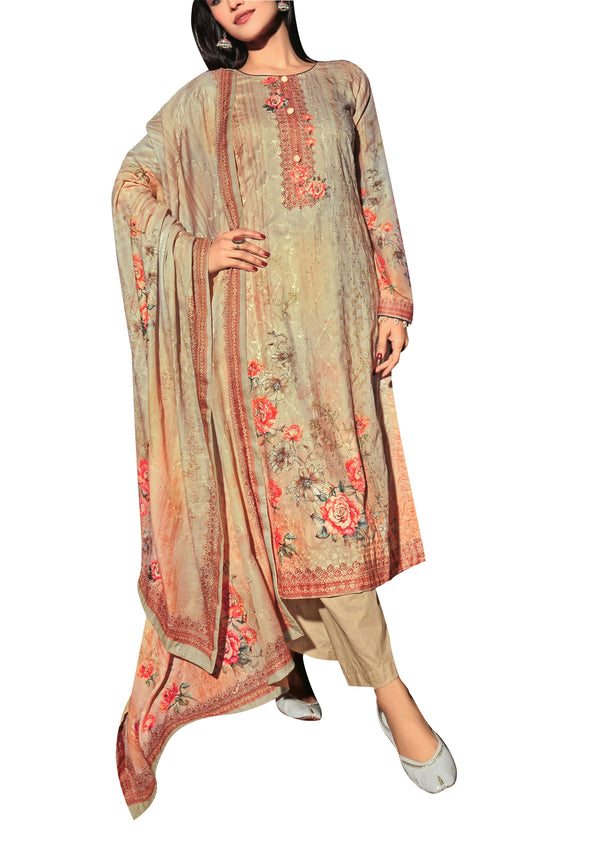 Ladyline Cotton Printed Sequins Work Salwar Kameez suit Cotton Dupatta for Womens