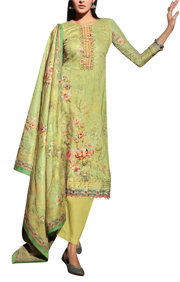 Ladyline Cotton Printed Sequins Work Salwar Kameez suit Cotton Dupatta for Womens