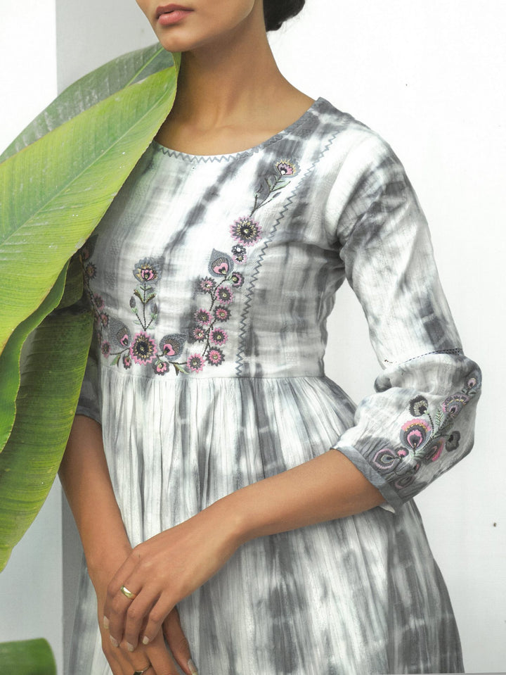 Ladyline Cotton Tie n Dye Embroidered Kurti Tunic for Women