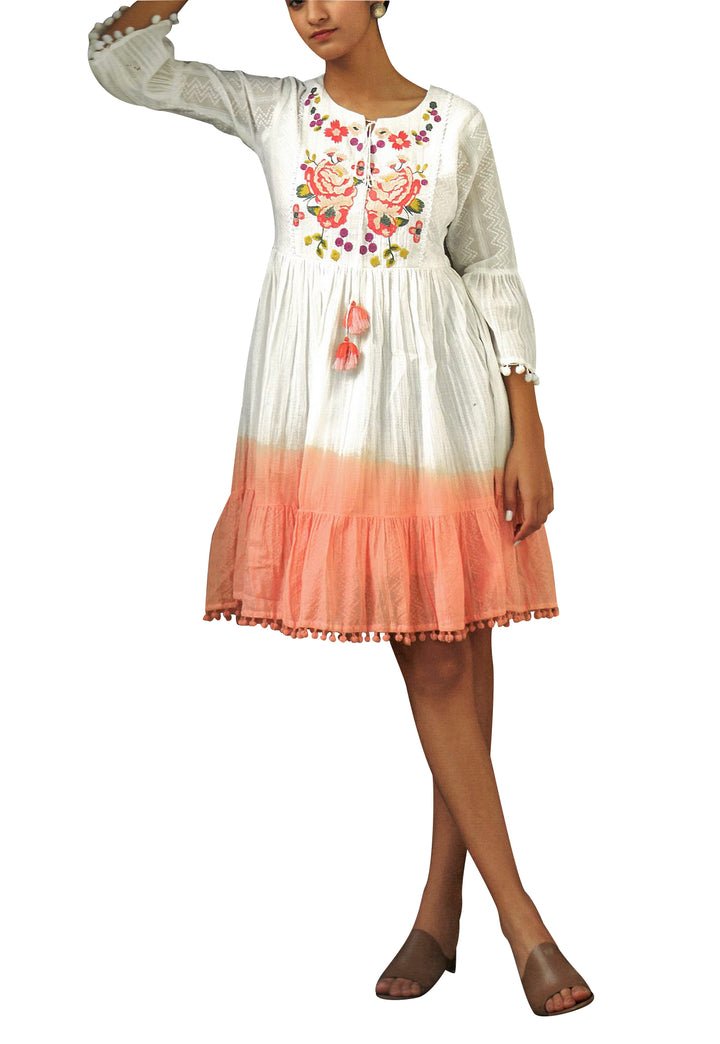 Ladyline Cotton Tie n Dye Embroidered Kurti Tunic for Women