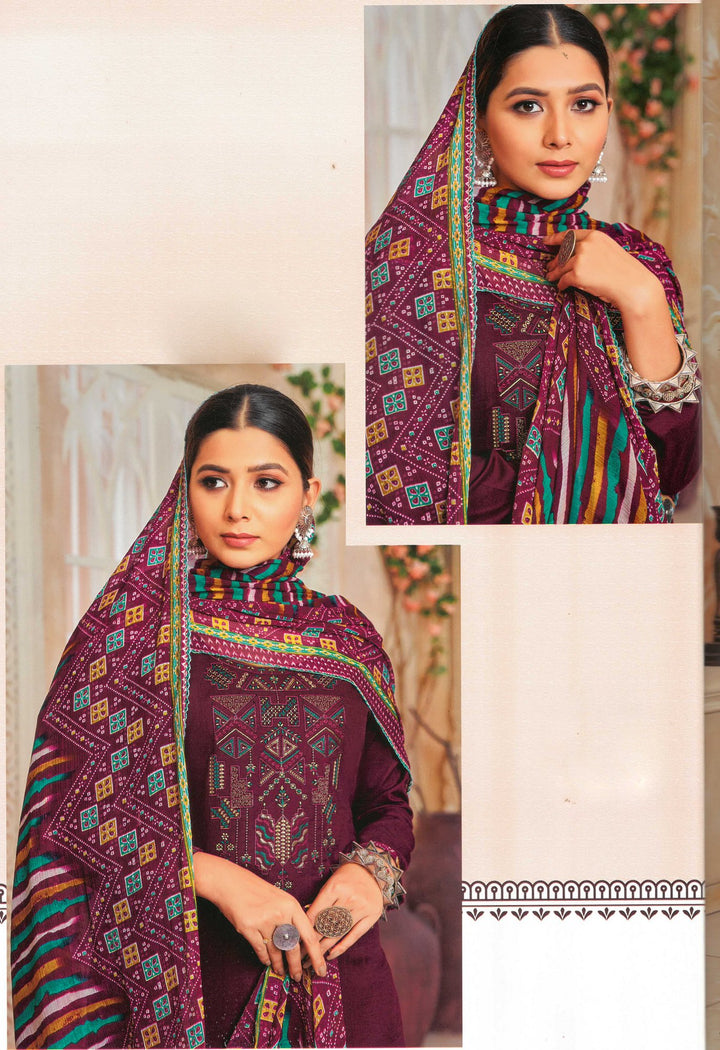 Ladyline Rayon Embroidered Salwar Kameez with Chiffon Dupatta for Womens