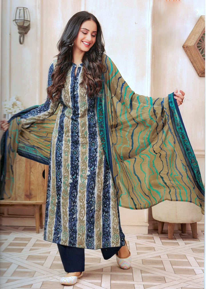 ladyline Rayon Foil Printed Salwar Kameez Dress for Women with Pants & Chiffon Dupatta (RPSK SPAR920)