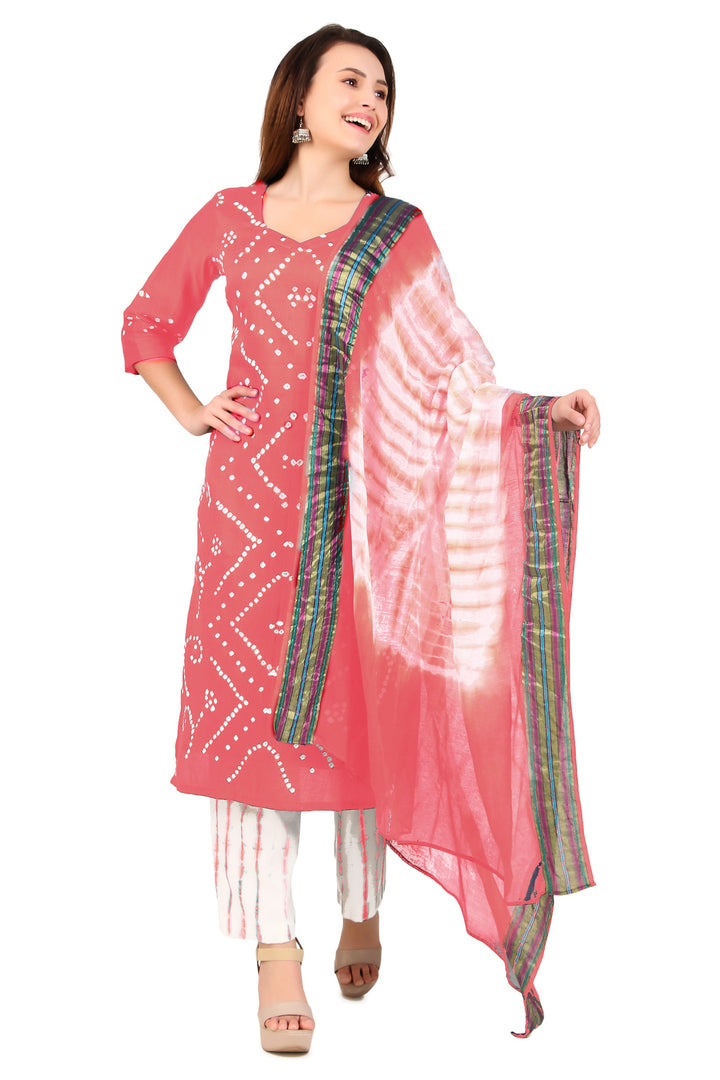 Ladyline Tie-Dye Bandhej Printed Salwar Kameez in Cotton Indian Pakistani Womens Dress