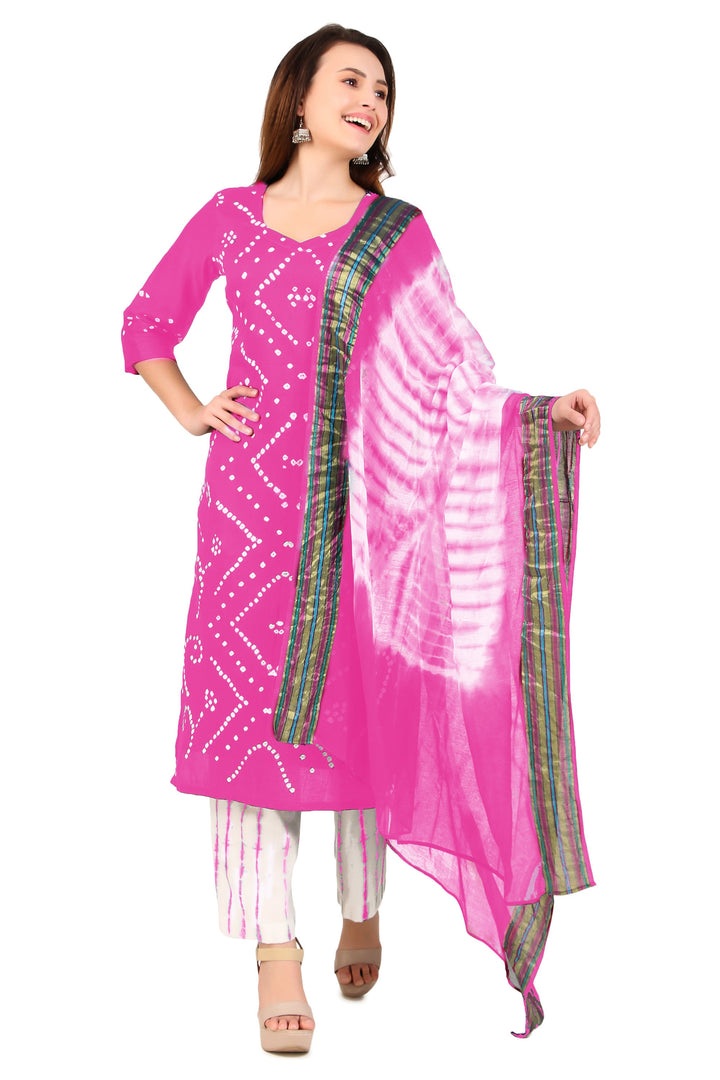 Ladyline Tie-Dye Bandhej Printed Salwar Kameez in Cotton Indian Pakistani Womens Dress