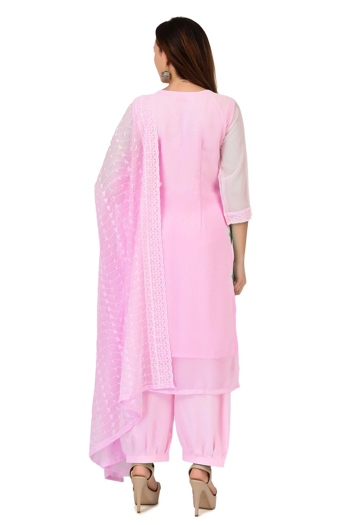 Ladyline Partywear Chiffon Georgette Chikan Embroidered Salwar Kameez Suit Indian Pakistani Dress