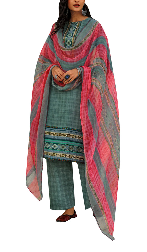 Ladyline Cotton Printed Salwar Kameez Suit with Mirror Work Womens Dress