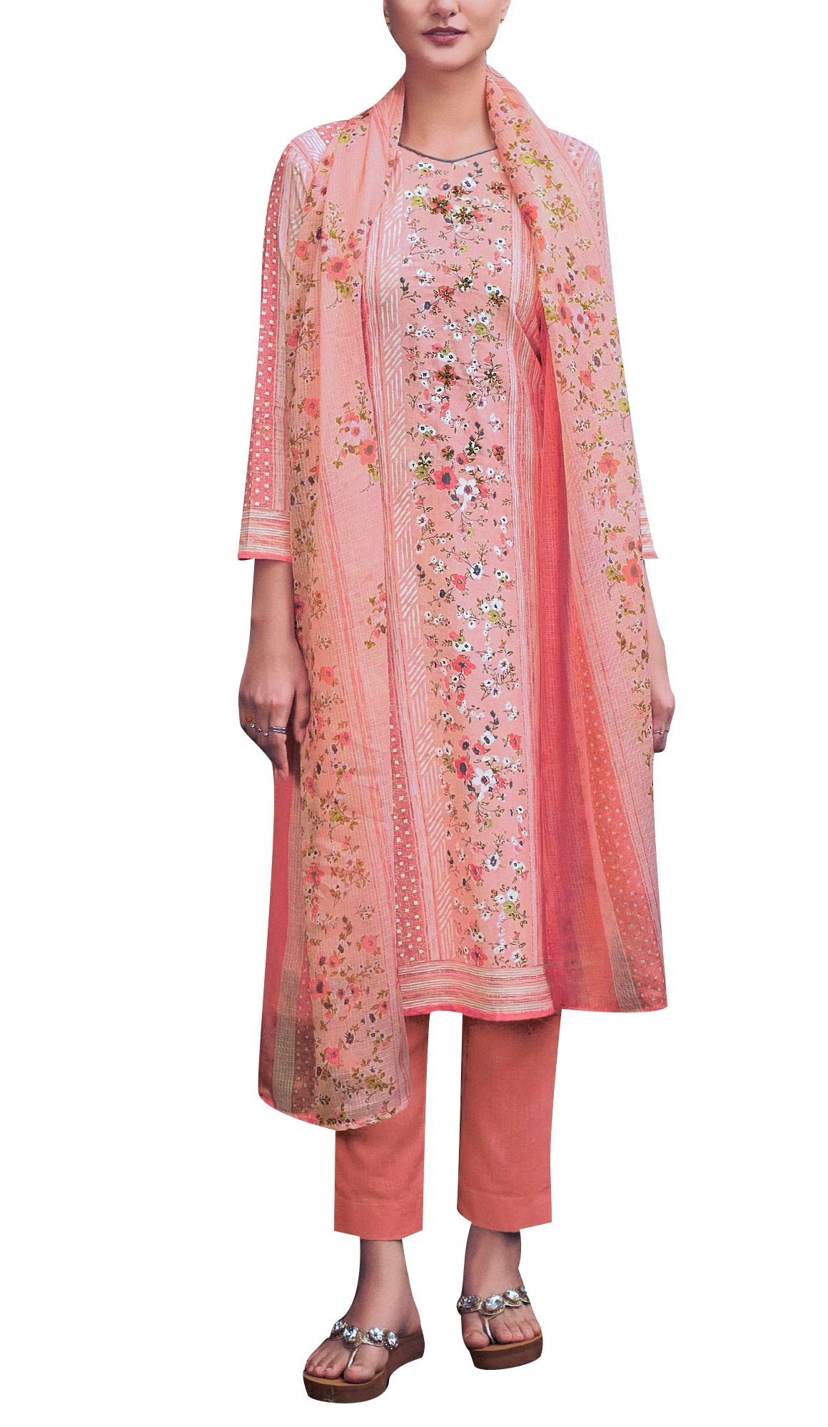 Ladyline Formal Cotton Handwork Printed Salwar Kameez Suit Indian Wome Ladyline