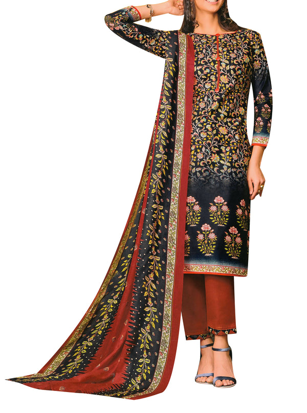 Ladyline Casual Printed Cotton Salwar Kameez Suit with Pants & Cotton Dupatta