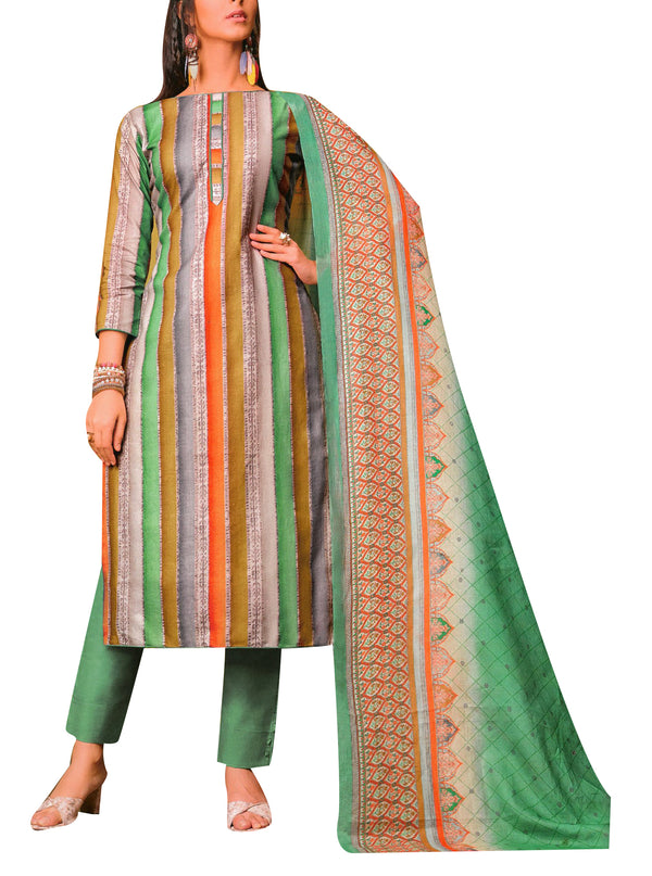 Ladyline Casual Printed Cotton Salwar Kameez Suit with Pants & Cotton Dupatta
