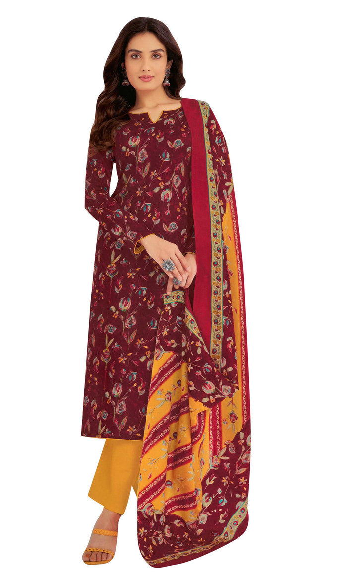 Ladyline Casual Printed Salwar Kameez in Cotton with Cotton Dupatta and Pants