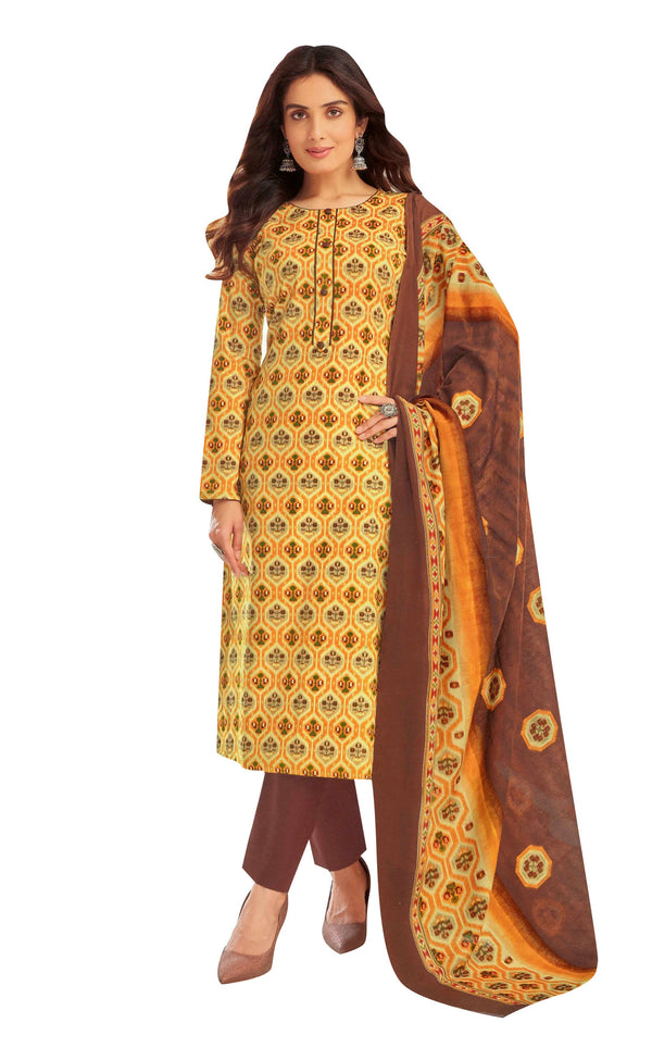 ladyline Casual Cotton Printed Salwar Kameez with Churidar Tight Pants :  : Clothing, Shoes & Accessories