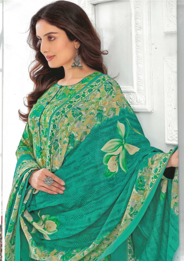 Ladyline Casual Printed Salwar Kameez in Cotton with Cotton Dupatta and Pants