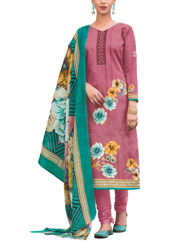 Ladyline Casual Cotton Printed Salwar Kameez Suit with Mal Dupatta