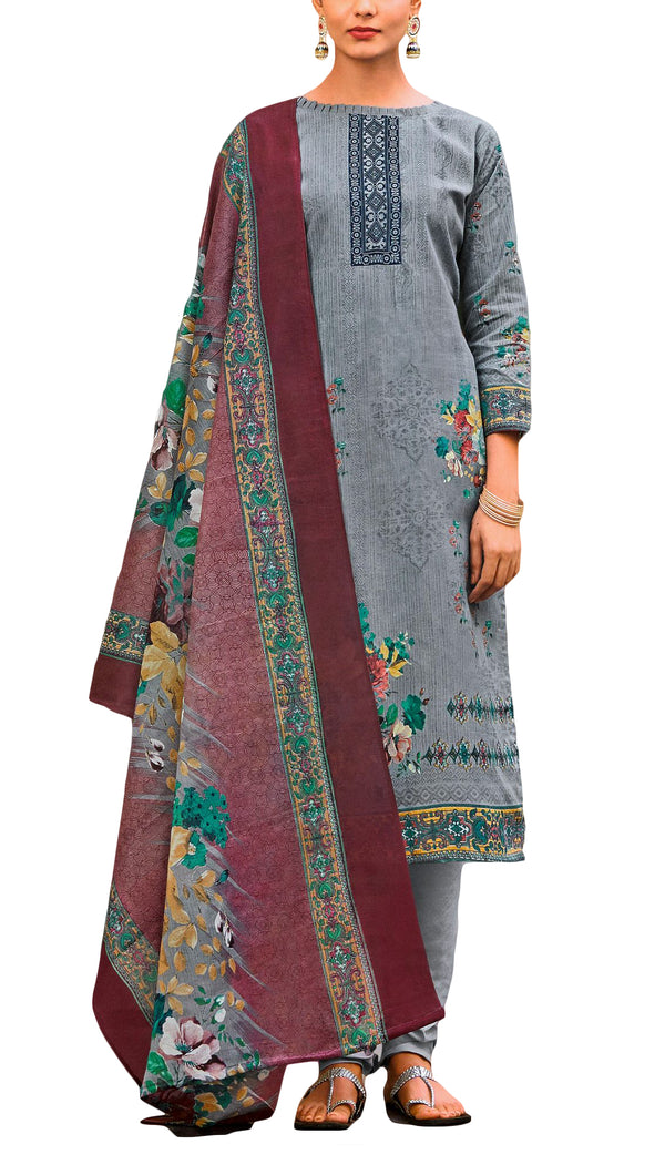 Ladyline Casual Cotton Printed Salwar Kameez Suit with Mal Dupatta