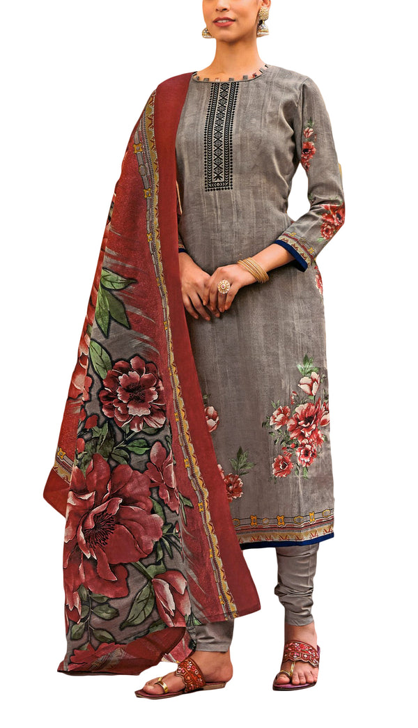 Ladyline Casual Cotton Printed Salwar Kameez Suit with Mal Dupatta