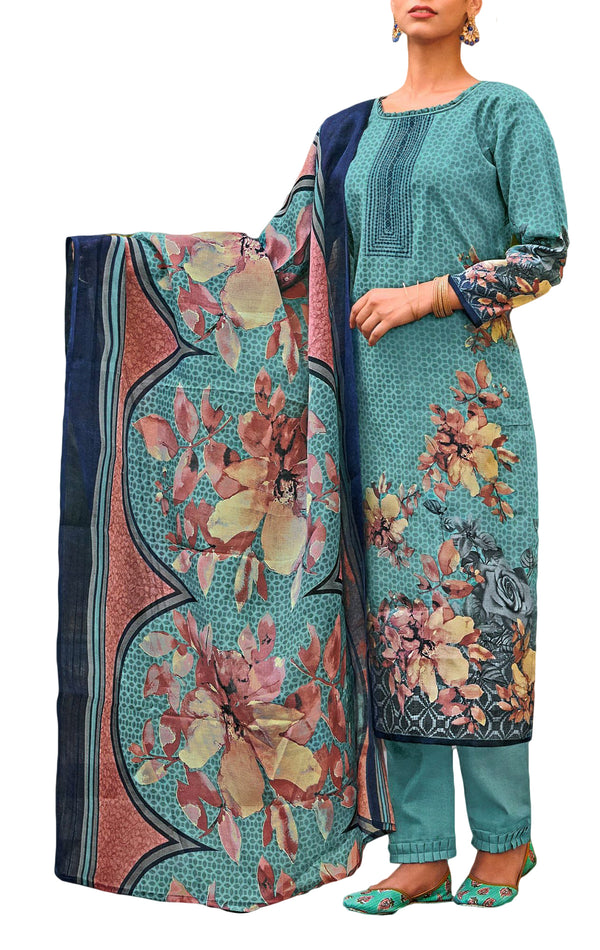 Ladyline Casual Cotton Printed Salwar Kameez Suit with Mal Dupatta