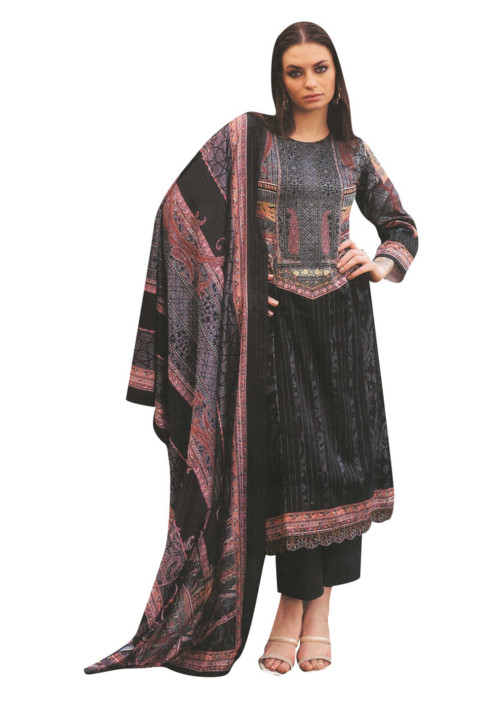 Women's Digital Printed Salwar Kameez 3-Piece Set – Cotton With Cutwork Lace Border, Includes Dupatta